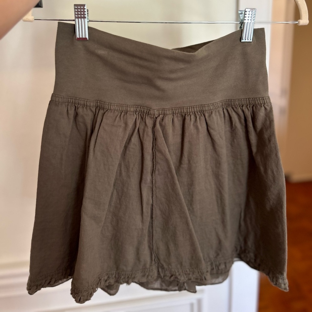Brown/ Army Green Skirt with Wide Waistband